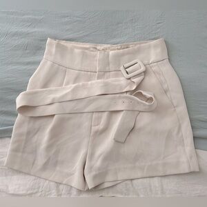 Mango creme belted high waisted shorts Size: US 8